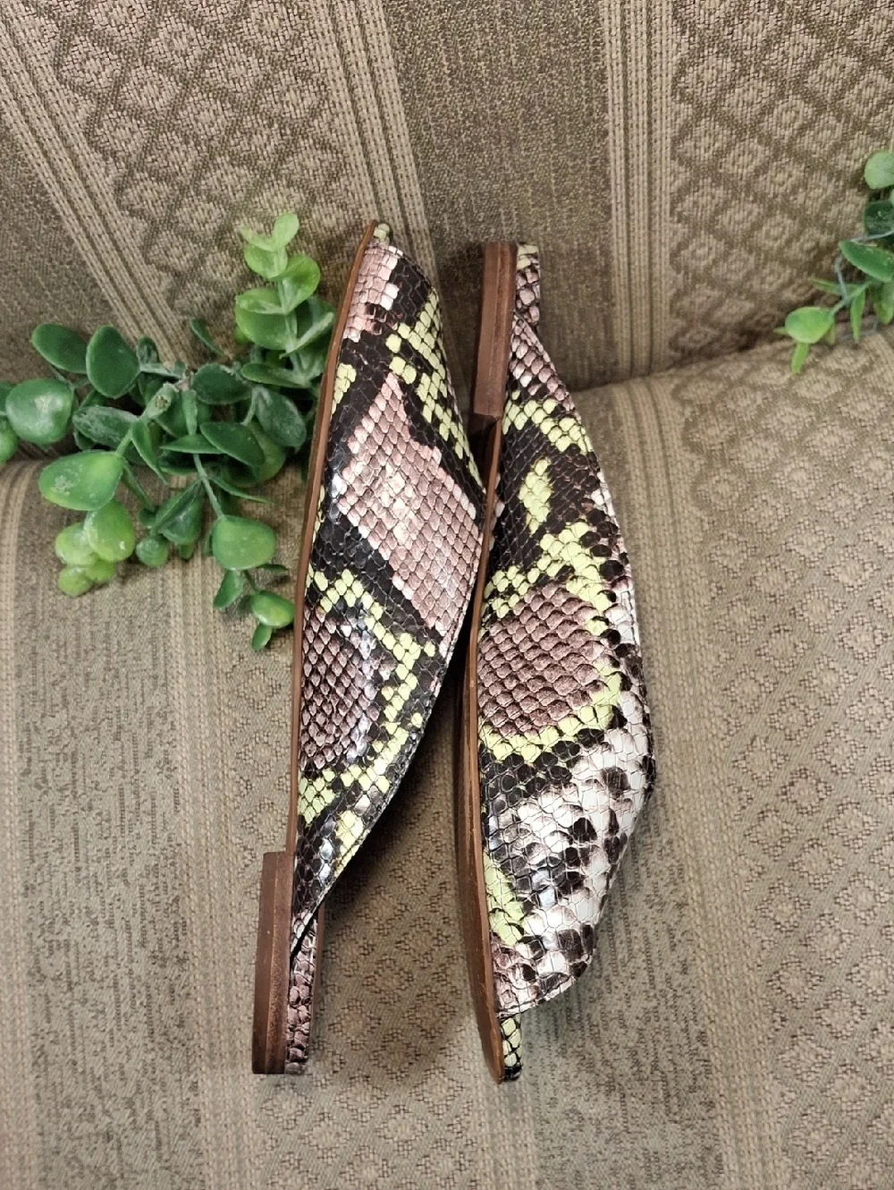 Madewell Erica Peep Toe Snakeskin Flats - Picture 4 of 14